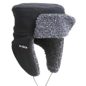 Eiger Fleece Korean hat. Vinterlue, sort med grått for. L/XL