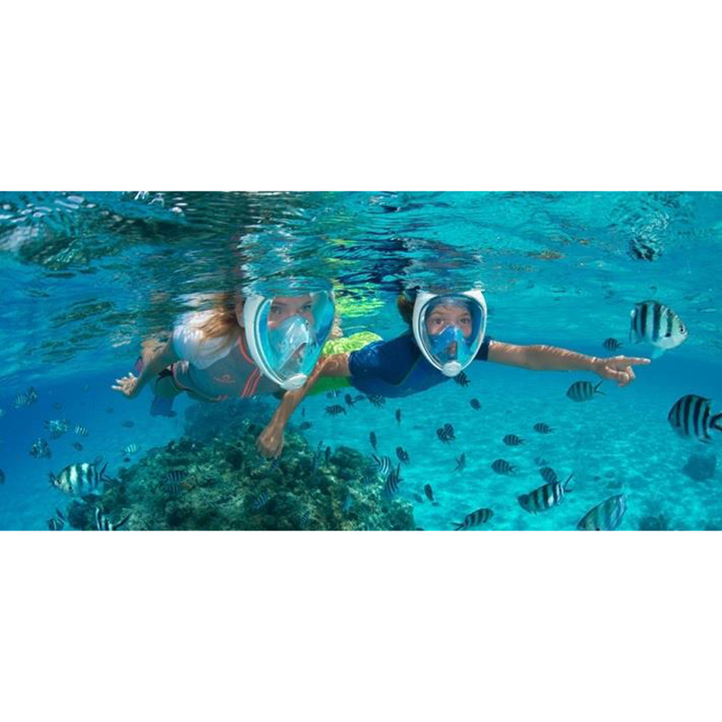 Heldekkende dykkermaske og snorkel silikon junior. Dykke maske barn, utforske under vann.