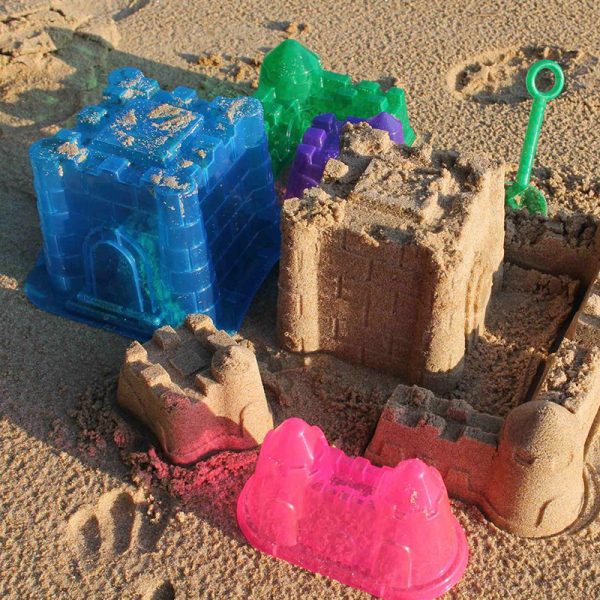 Strandlekesett Sandslott 6 deler. Badeleker, sand, spade, bøtte.