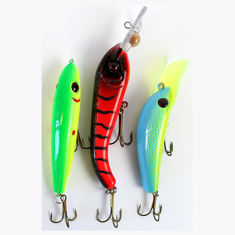 Wobblersett 3pk, Osean. Woblere med raslende kuler egnet for fiske etter sjøørret, gjedde og laks. To treblekroker på hver sluk.