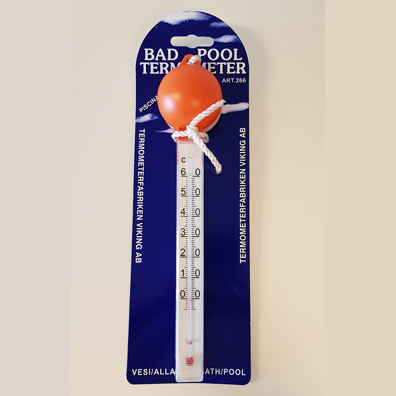 Badetermometer med dobbe, stort. 28,5 cm. Termometer til bading, vann, basseng.