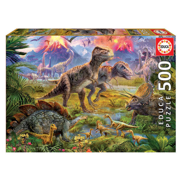 Puslespill Dinosaur Gathering, Educa 500 biter / brikker. Et pusslespill fra Educa puzzle.