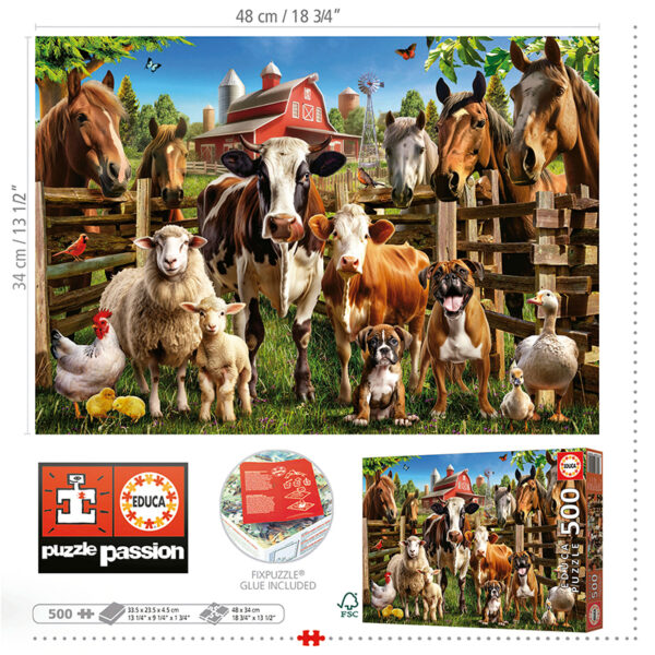 Puslespill Farmyard buddies, Educa 500 biter - Bilde 4
