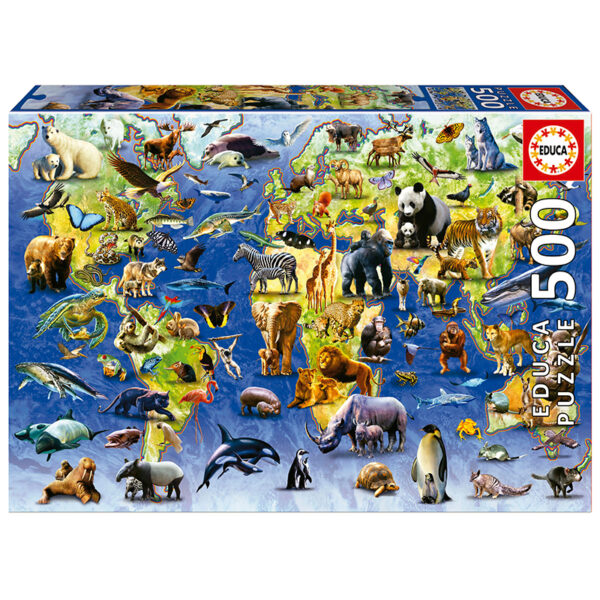 Puslespill One hundred endangered species, Educa 500 biter / brikker. Et pusslespill fra Educa puzzle.