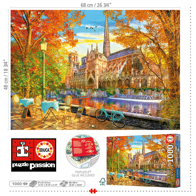 Educa Notre Dame in autumn – Puslespill med 1000brikker - Bilde 3