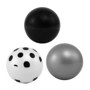 Baller i plast Ø9 cm., 3 stk (sort, grå og hvit med prikker)