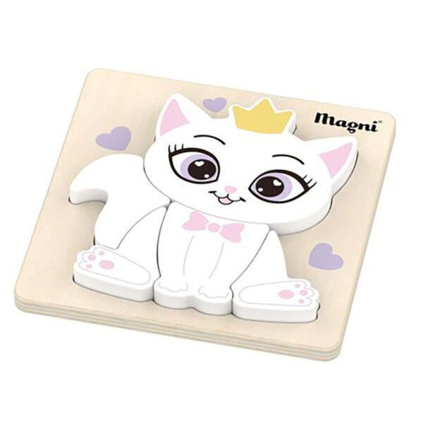 Puslespill prinsesse katt putte trepusslespill med 5 brikker fra Magni.
