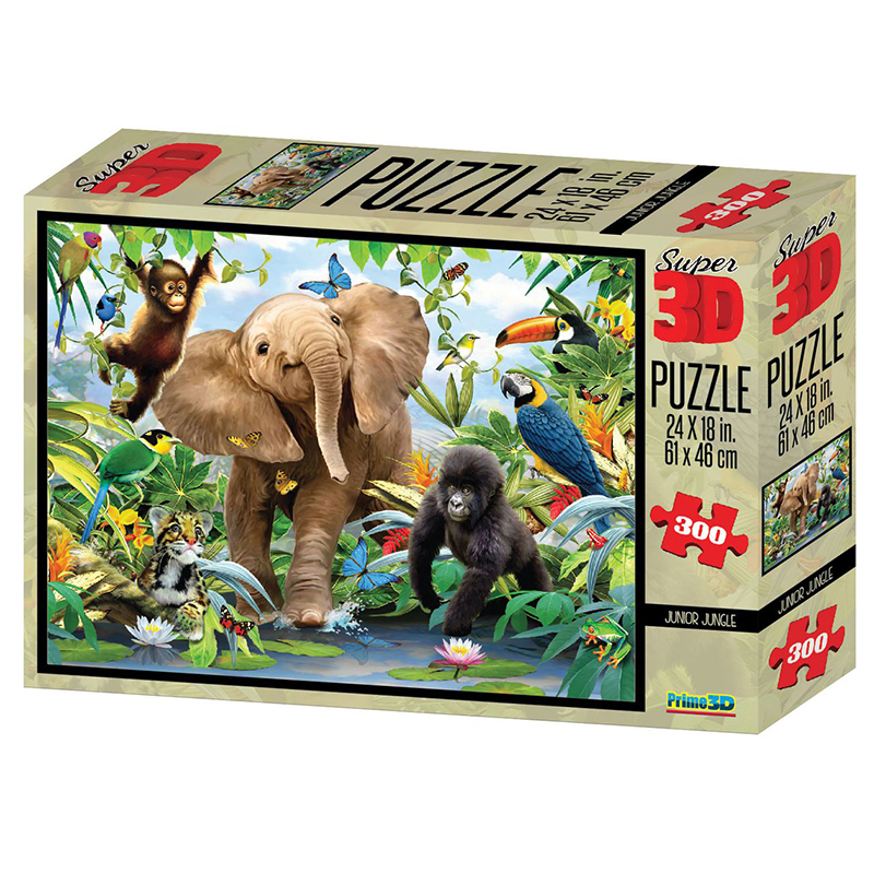 Junior Jungle Super 3D puslespill, 300 biter. Puzzle med motiv av Howard Robinson.
