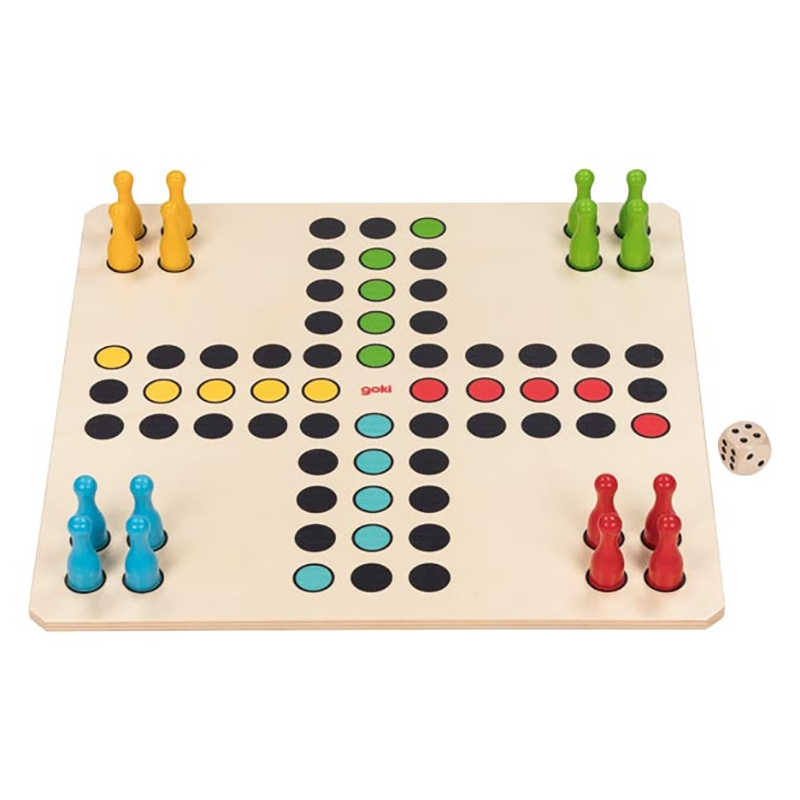 Gigant Ludo XXL goki. Spill i massivt tre, 50 x 50 cm.