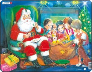 Puslespill Julenissen med barn