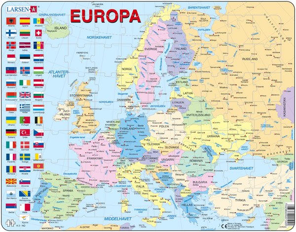 Politisk Kart Over Europa Med Hovedsteder