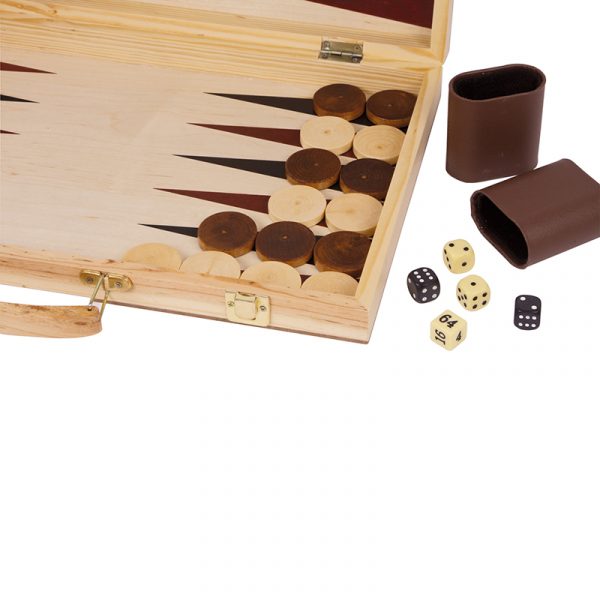 Sjakk og backgammon i trekoffert.