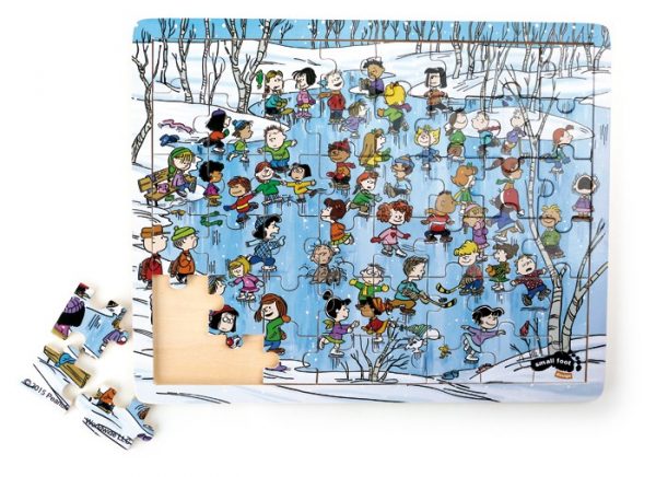 Puslespill Knøttene på isen. Knøttene eller peanuts som de også kalles med vinter pusle. Charlie Brown og vennene hans.