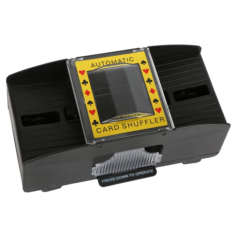 Automatisk kortstokkemaskin. Kortgiver, kortstokker. Spillkort, spillekort.