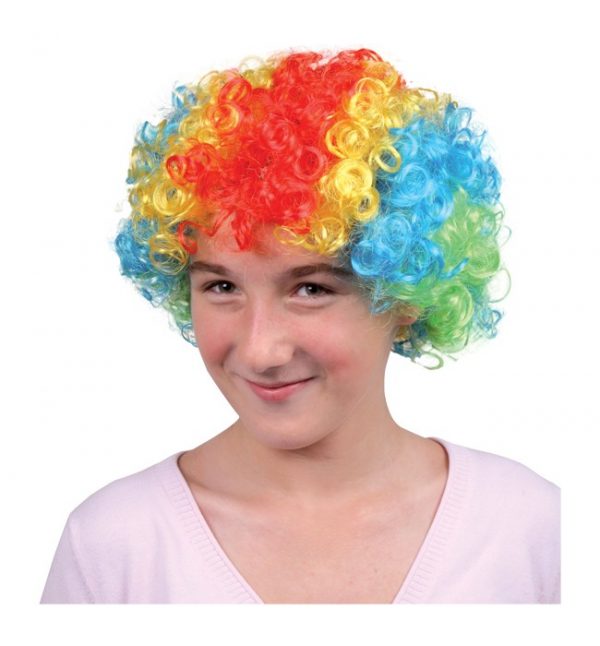 Parykk med farger og krøller Kunstig hår til Karneval, utkledning.