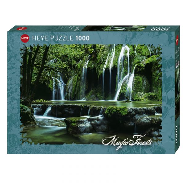 Puslespill Magisk skog, Cascades 1000 biter / brikker. Vakkert motiv med fossefall. Pusslespill fra Heye Puzzle.