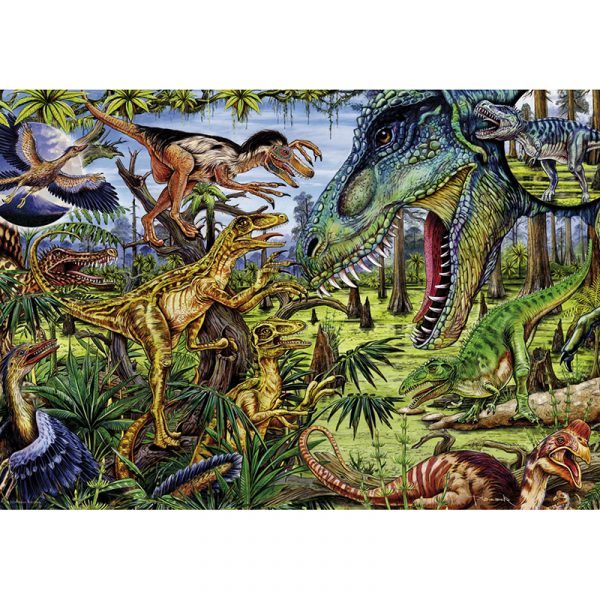Puslespill Dinosaurer 500 biter / brikker. Carnivores. Dinosaurer, motiv med mange detaljer. Pusslespill fra Heye Puzzle. Flora & Fauna serie.