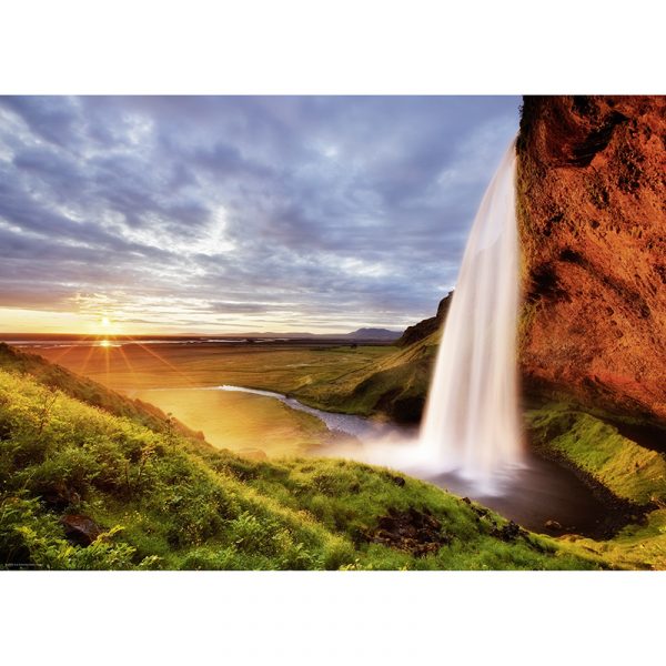 Puslespill Seljalandsfoss Waterfall 1000 biter / brikker. Vakkert motiv med foss. Pusslespill fra Heye Puzzle.