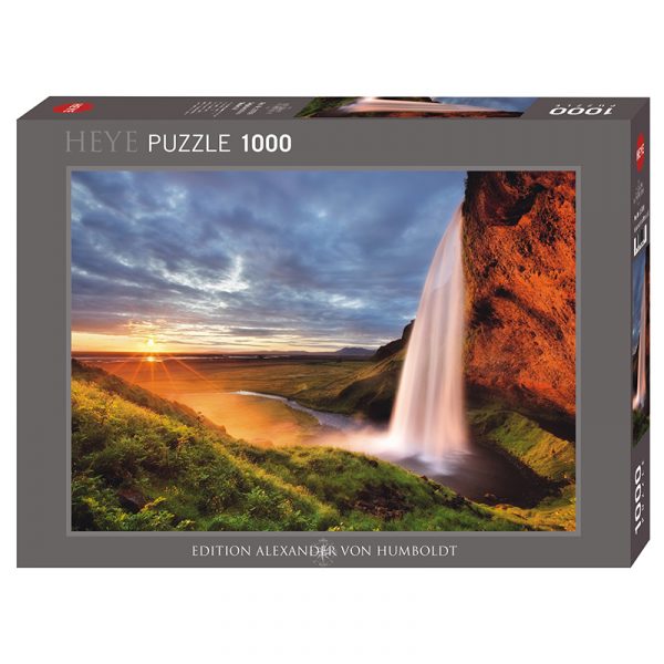 Puslespill Seljalandsfoss Waterfall 1000 biter / brikker. Vakkert motiv med foss. Pusslespill fra Heye Puzzle.
