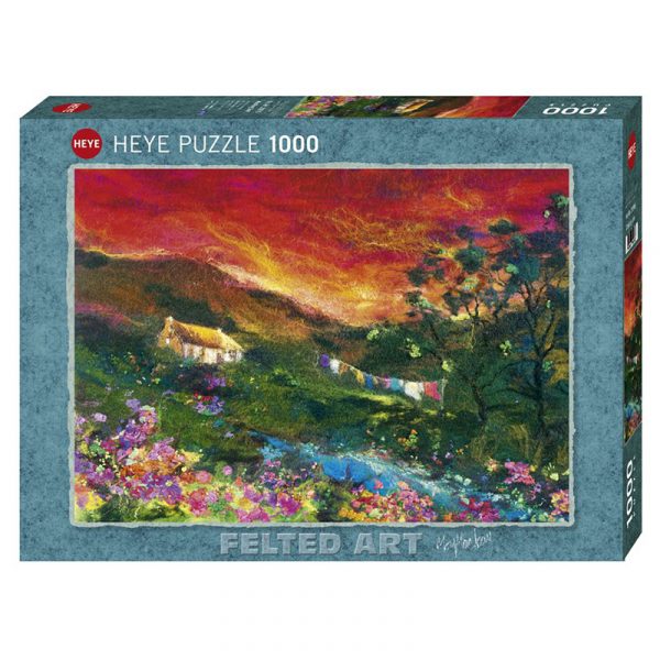 Puslespill Washing Line 1000 biter / brikker. Filt kunst av Moy Mackay. Pusslespill fra Heye Puzzle.