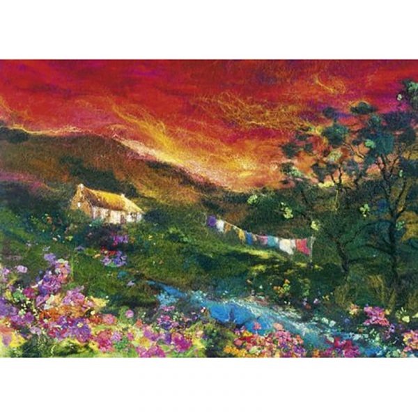 Puslespill Washing Line 1000 biter / brikker. Filt kunst av Moy Mackay. Pusslespill fra Heye Puzzle.