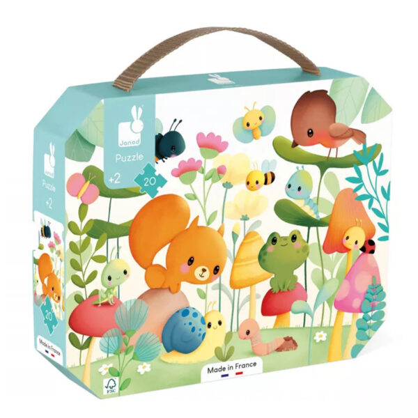 Puslespill garden friends puzzle 20 biter. Velkommen inn i hagen med insekter og dyr. Puslespill beregnet for de minste med store brikker.