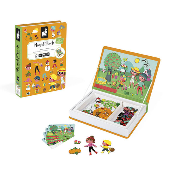 Janod magnet bok, 4-Seasons 115-magneter i boks.