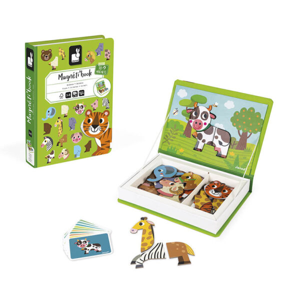 Janod magnet bok, dyr, animals. 30-magneter i boks