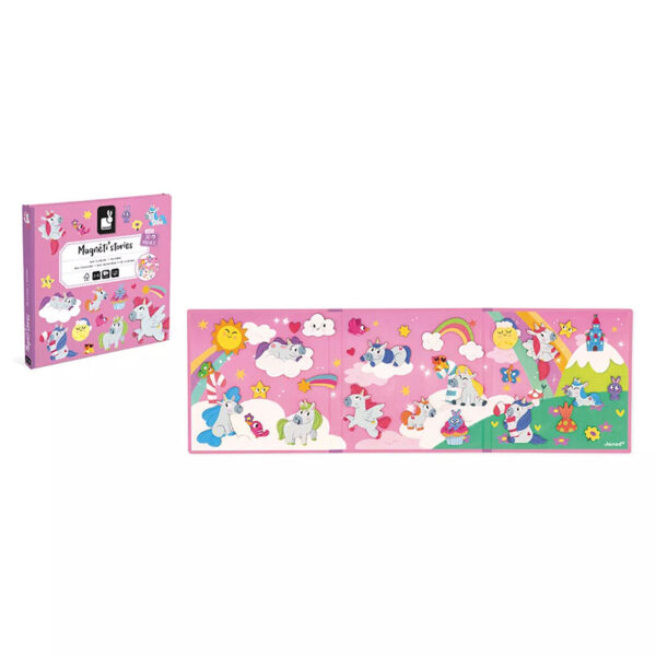 Janod magnet historie the unicorns. 30 magneter. Utbrettbar flate til historien.