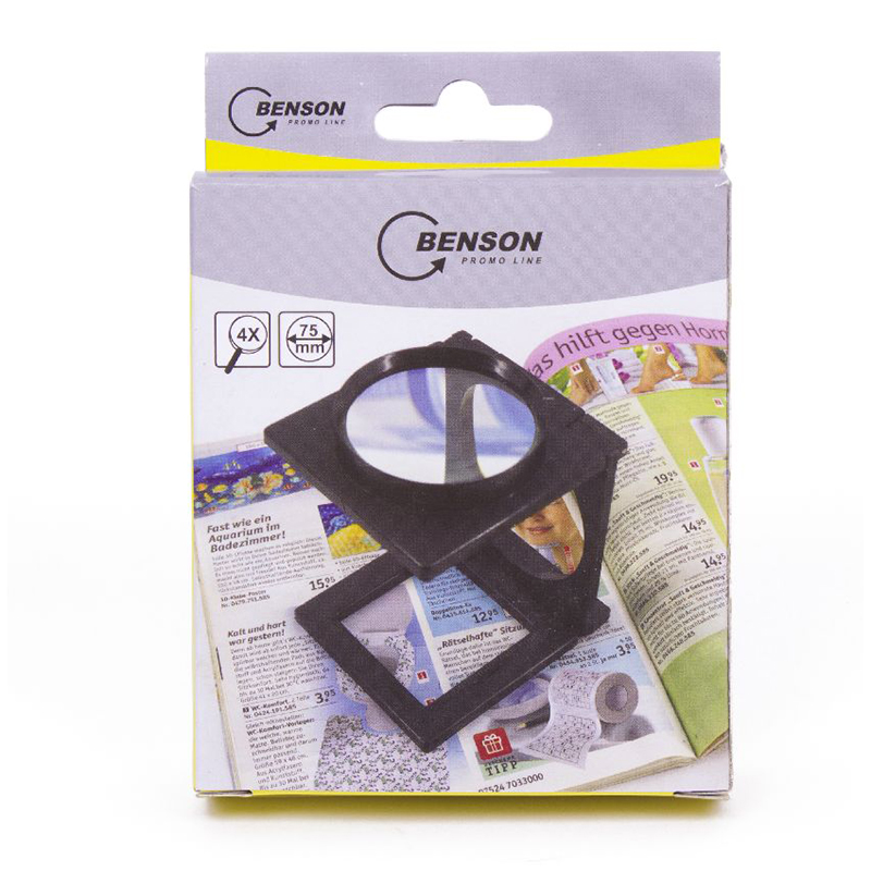 Lupe, sammenleggbar 75mm 4 x forstørrelse. Magnifying lens.