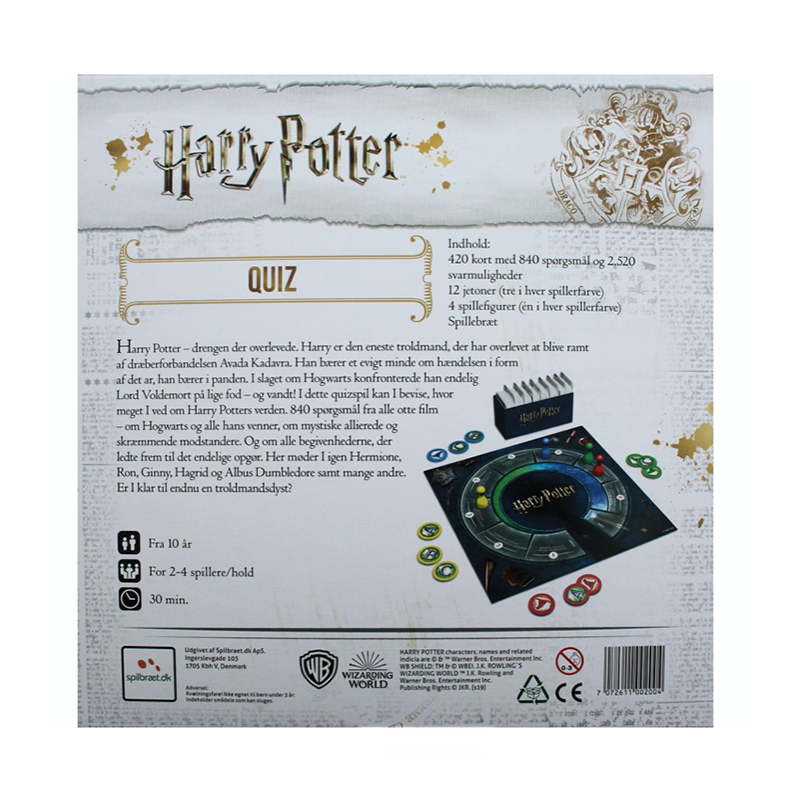 Harry Potter Quiz spill (Dansk). Med 840 spørsmål