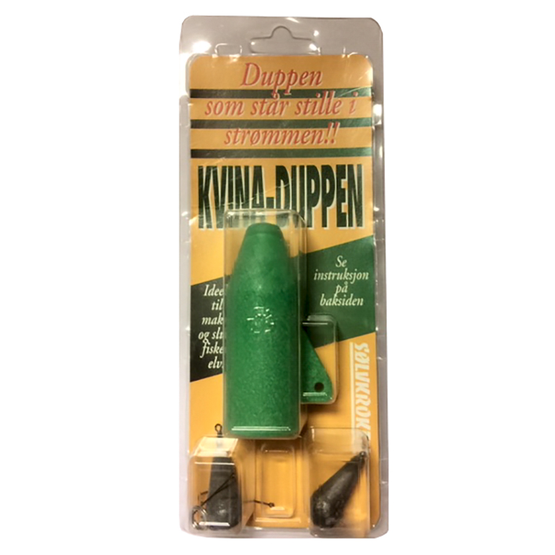 Kvina-duppen. Kvina Dupp. Fiske, fiskeutstyr. Ideell til makk og slukfiske i elv. Duppen som står stille i strømmen!