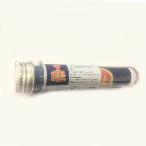 Pusseklut med renseveske - Super Pappa. Til linser og skjermer.