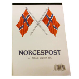 Brevpapir, Norgespost. 50 blad, linjert.