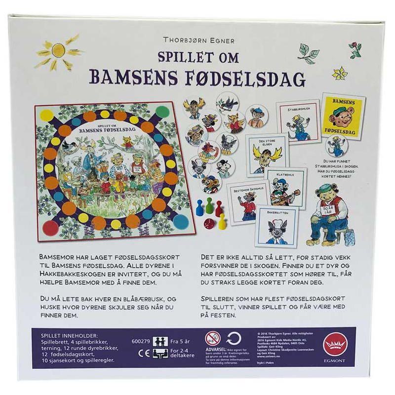 Spillet om Bamses Fødselsdag. Et brettspill for barn fra Damm.