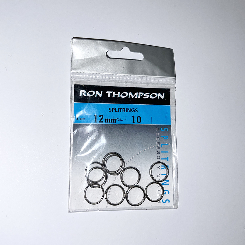 Splittring 12 mm. Stainless, Ron Thompson, fiske swivel etc. 10 stk.