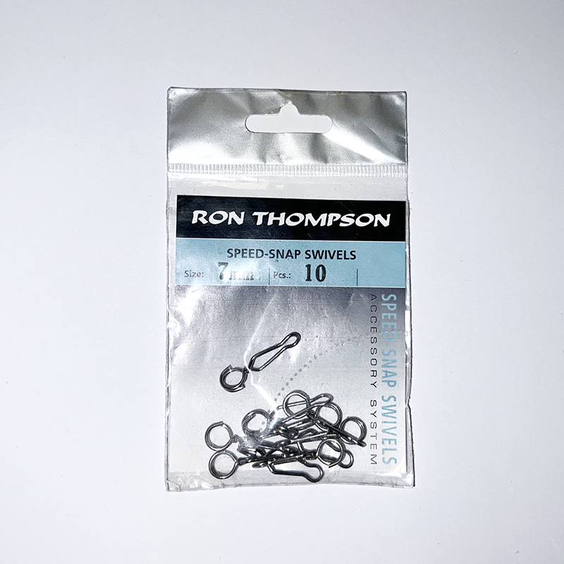 Speed-snap svivel. Stainless 7 mm, Ron Thompson, fiske swivel etc. 10 stk.