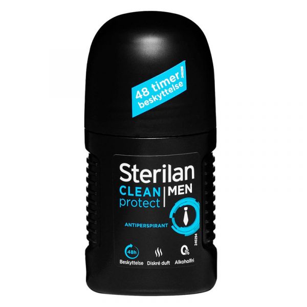 Sterilan Clean protect roll on Men. Diskré duft, 48 timer beskyttelse. 50ml. Antiperspirant.