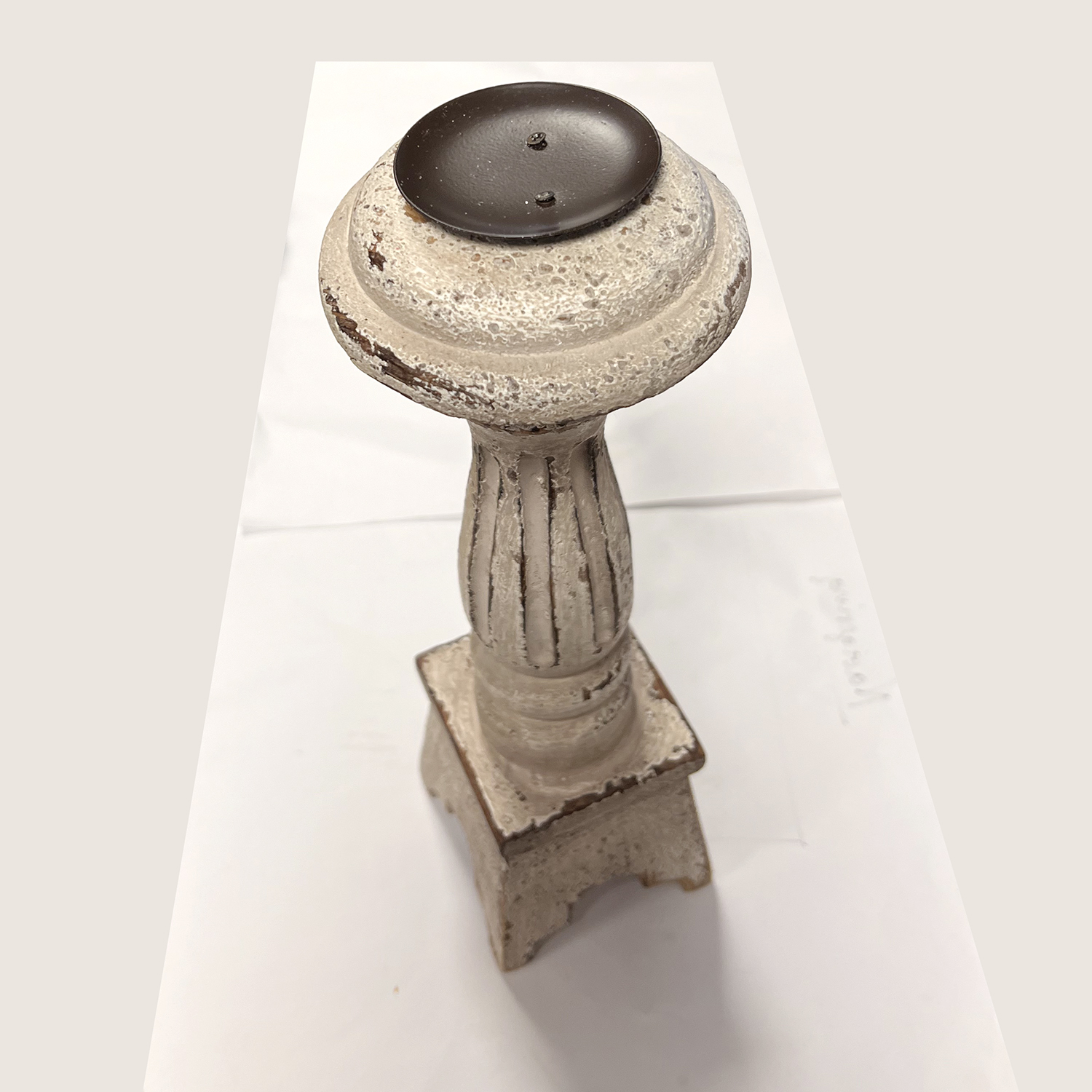 Lysestake i tre, vintage røff design til telys